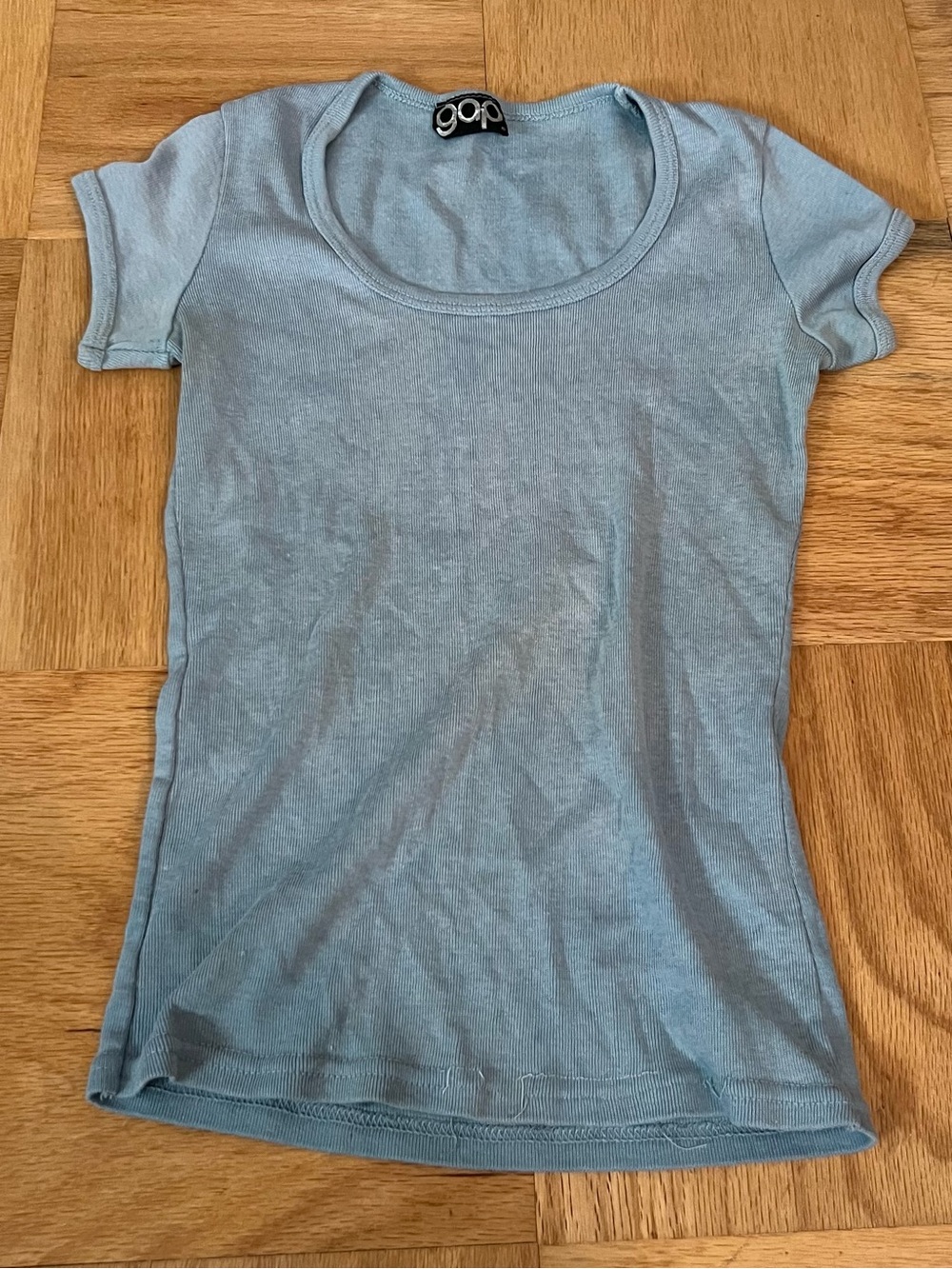 Vintage Gap Blue Ribbed Tee 1970s 1980s